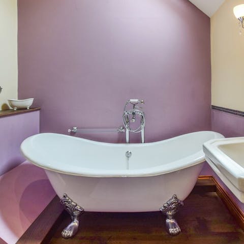 Soak your troubles away in the clawfoot bathtub