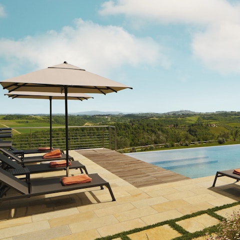 Splash into the private pool and drink in the San Gimignano views