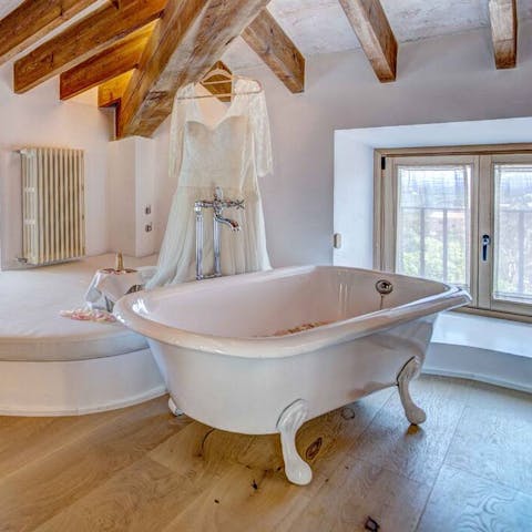 Soak in the stand alone tub