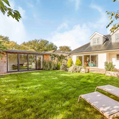 Stretch your legs or play games with the little ones on the lawn