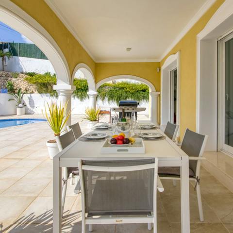 Fire up the barbecue and dine alfresco on the covered terrace