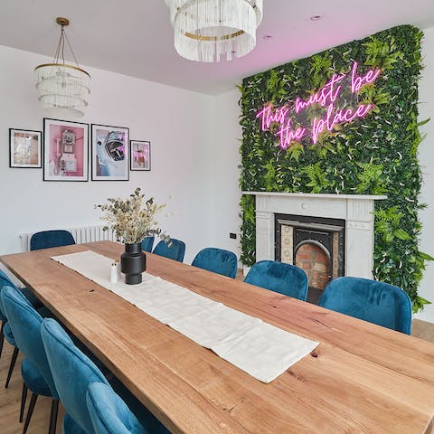 Enjoy group dinners around the dining table, with quirky decor and original features