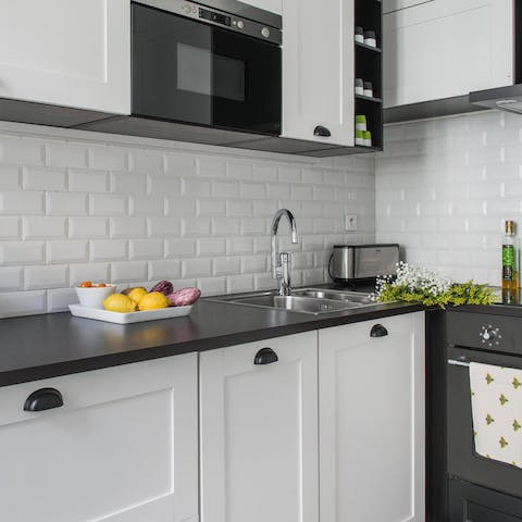 petite metro tile kitchen
