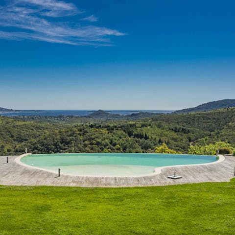 Go for a dip in one of three heated pools