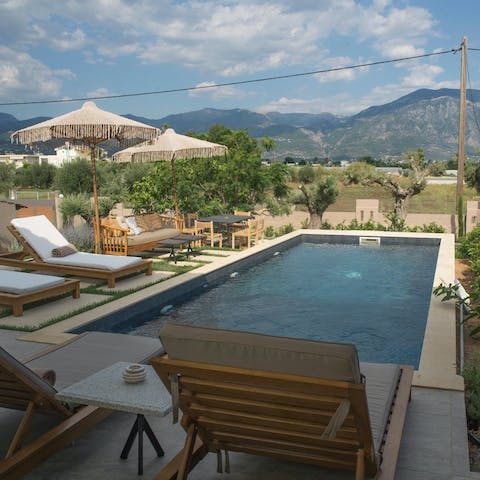 Kick back on a lounger in the shade or bob about in the pool