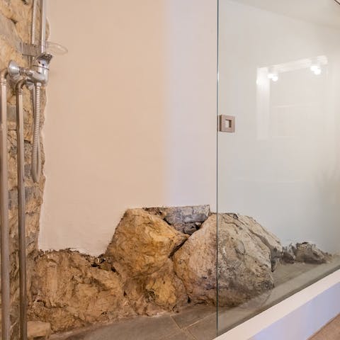 Get ready for an evening out in the unique shower room