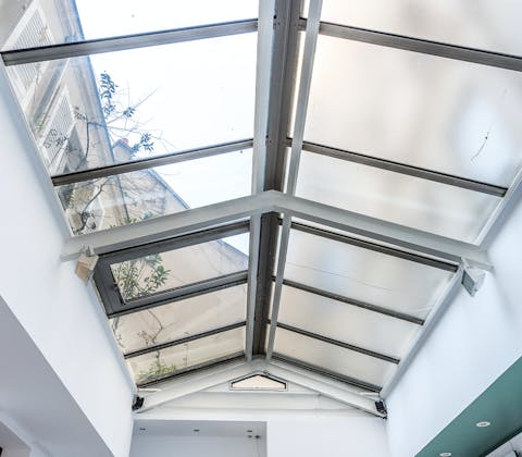 The cathedral-style central skylight