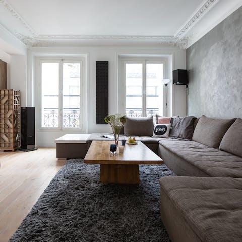 Lounge about on the sofa after a long day of sightseeing