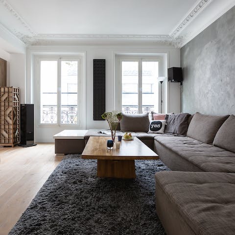 Lounge about on the sofa after a long day of sightseeing