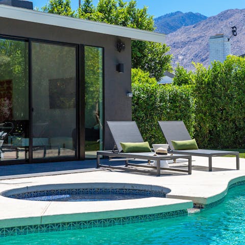 Relax at the end of a busy day in the Jacuzzi, or simply lie back on a sun lounger