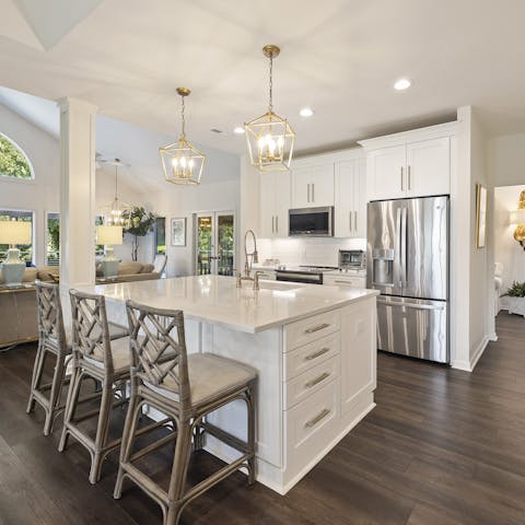 Rustle up a hearty brunch in the well-equipped kitchen