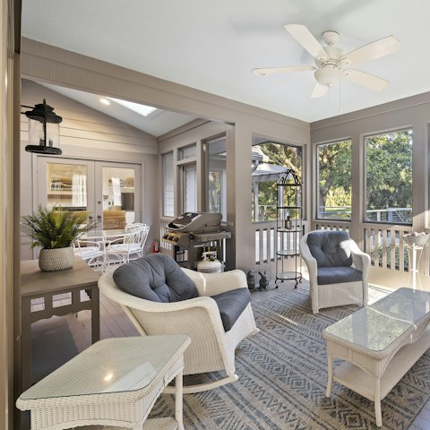 Soak up the garden views with coffees on the screened porch