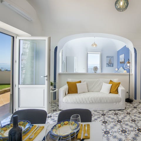 Relax and unwind in the bright and cosy living room