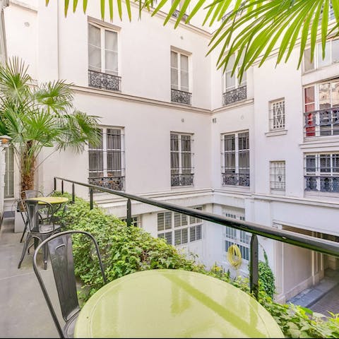 Sip your morning café au lait out on the balcony