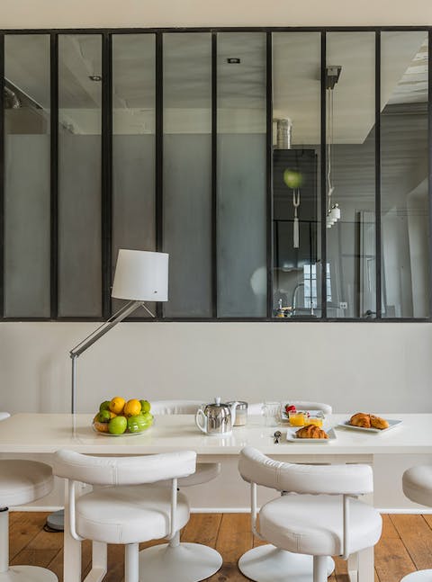 The interior glass partitions