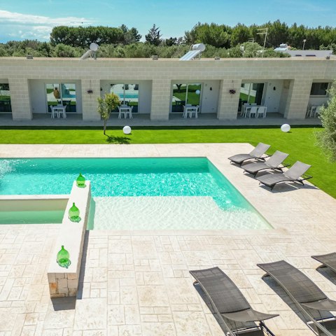 Go for a dip in the shared swimming pool