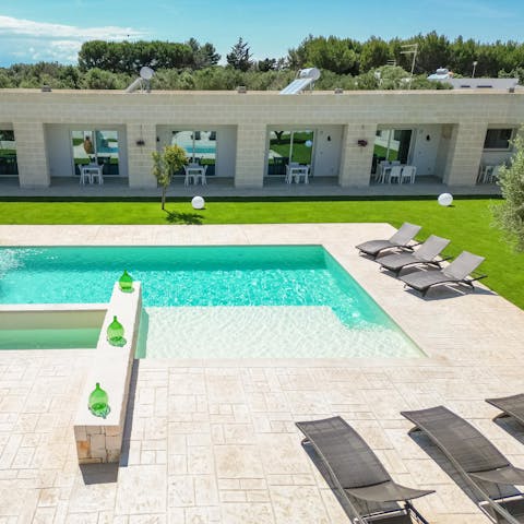 Go for a dip in the shared swimming pool
