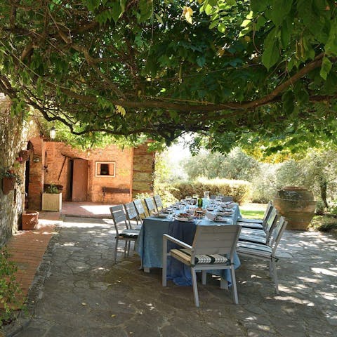 Serve up Tuscan classics, best enjoyed alfresco under the wisteria