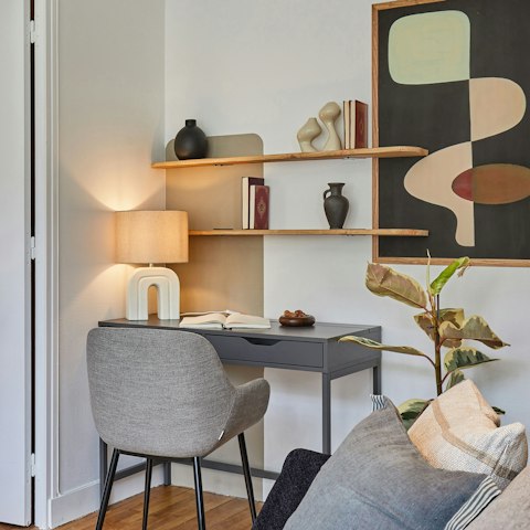 Get some work done at the desk in the living area