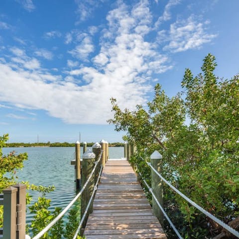 Arrive by boat on the private dock