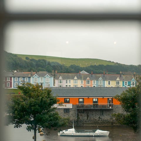 Look out across the water and beyond from the apartment