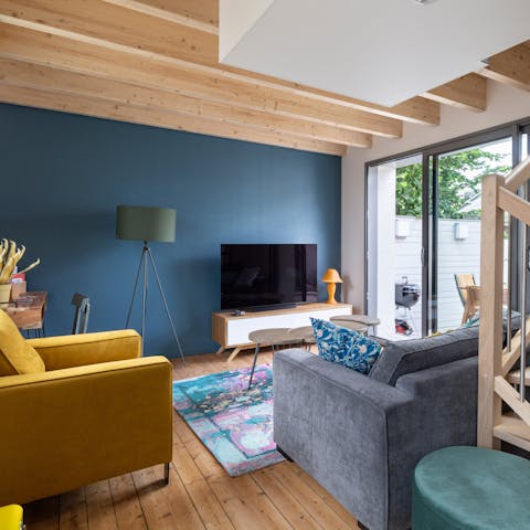 Kick back and settle in for an evening of movies in the elegant living room