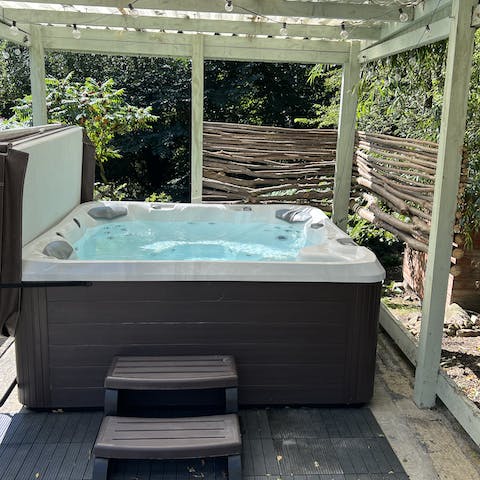 Spend relaxing afternoons soaking in the hot tub