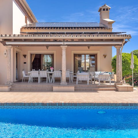 Cool off in the private pool after shopping in the pueblo's popular Thursday market