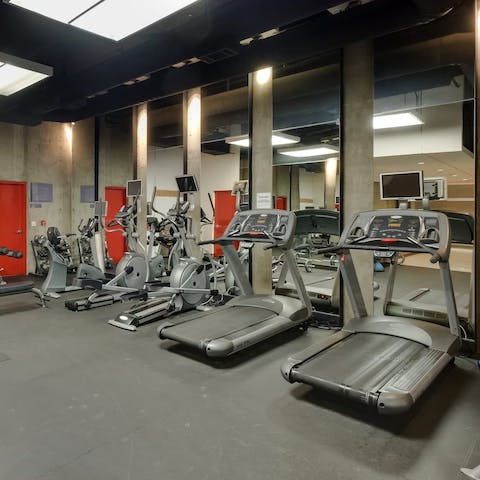 Head to the on-site gym for a workout