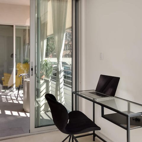Catch up on work at the sunny desk space