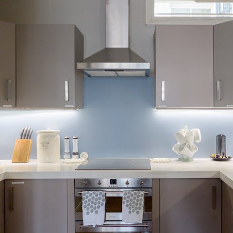 Cook a meal in the country chic kitchen