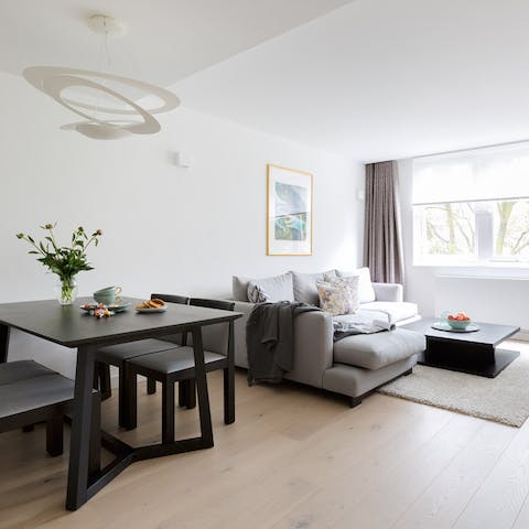 Sun filled living & dining area