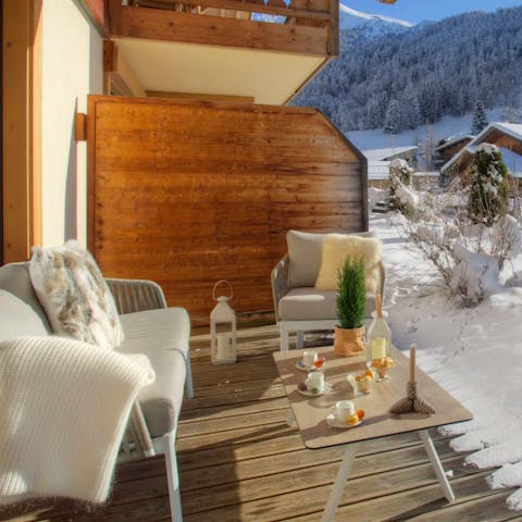 Admire the mountain views on the small terrace