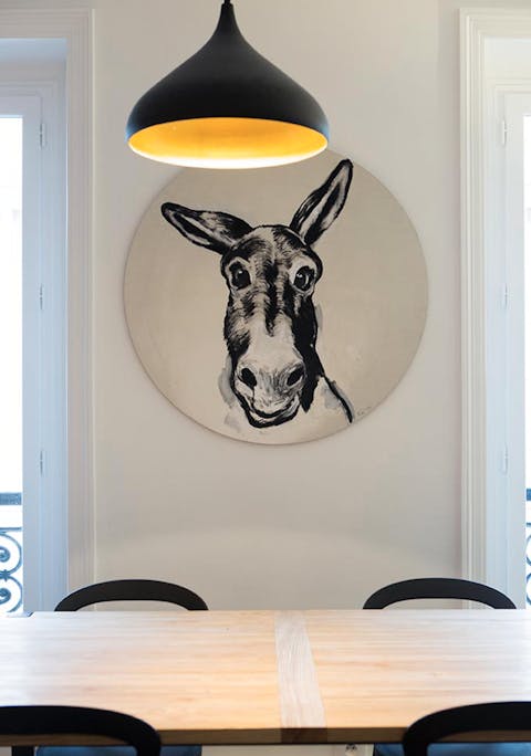 The donkey at the dining table