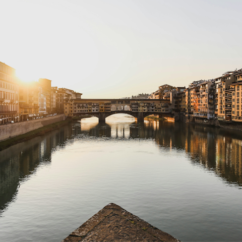 Begin your adventure in Florence with a stroll to Ponte Vecchio