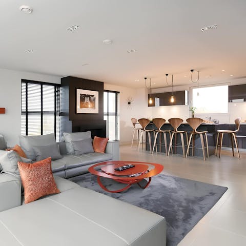 Cook in the contemporary kitchen before relaxing together