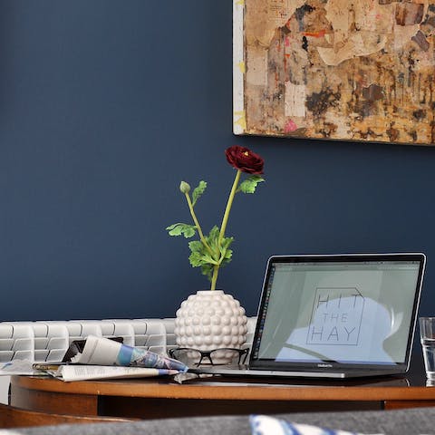Set up your home office in the bright living area