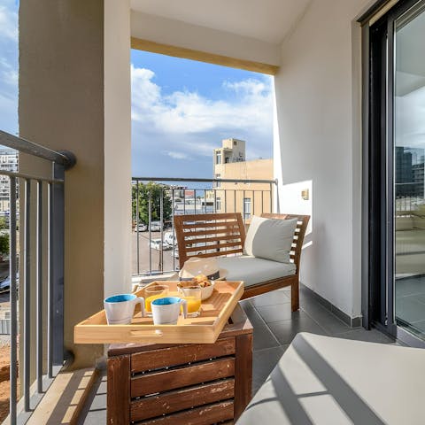 Enjoy breakfasts on the sunny balcony