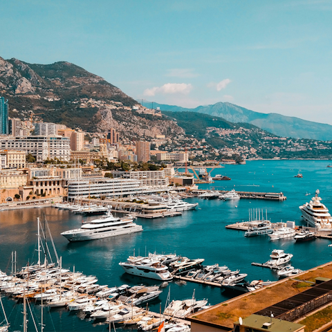 Take a stroll into Monaco and admire the yachts at Port Hercule