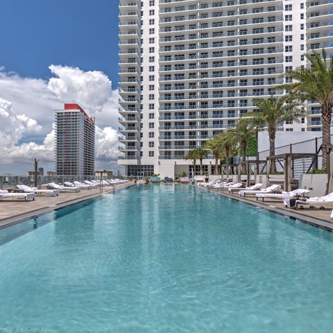 Head down for a few laps of the building's communal pool