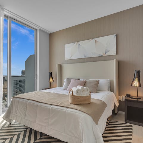 Sleep soundly in comfy bedrooms with terrace access