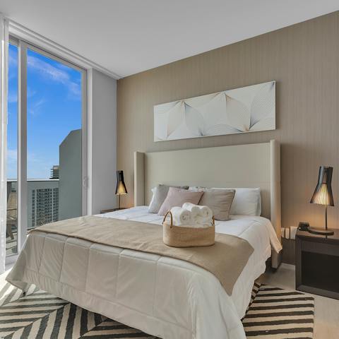 Sleep soundly in comfy bedrooms with terrace access