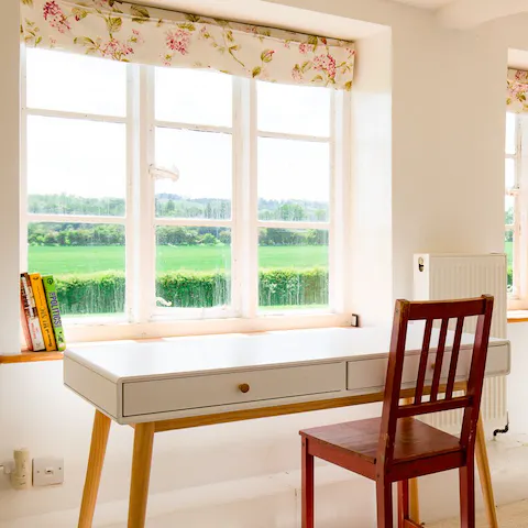 Get some work done at the desk in the study upstairs – just try not to get distracted by the scenery