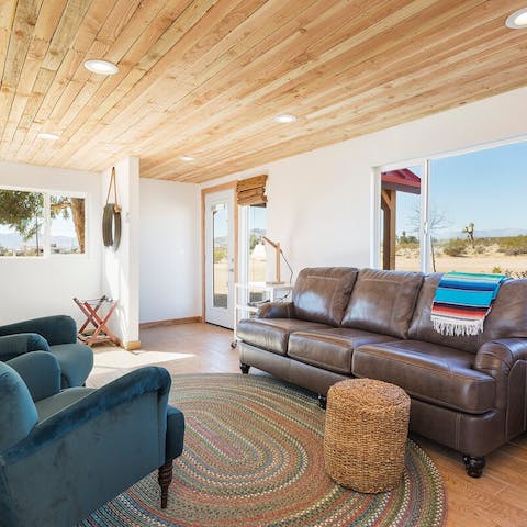 Enjoy the home's rustic interiors