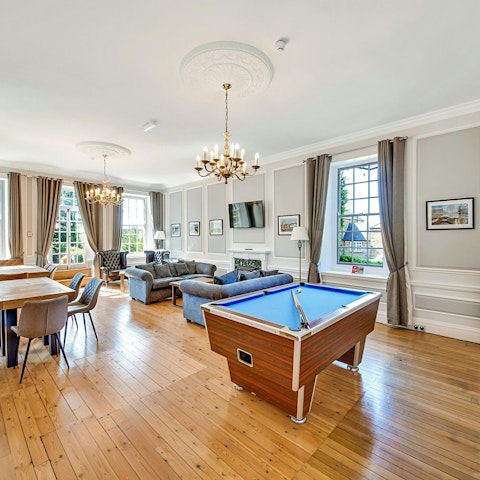 Relax and unwind in the shared games room