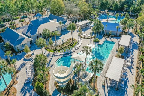 Cool off in the shared resort pool complex on warm afternoons