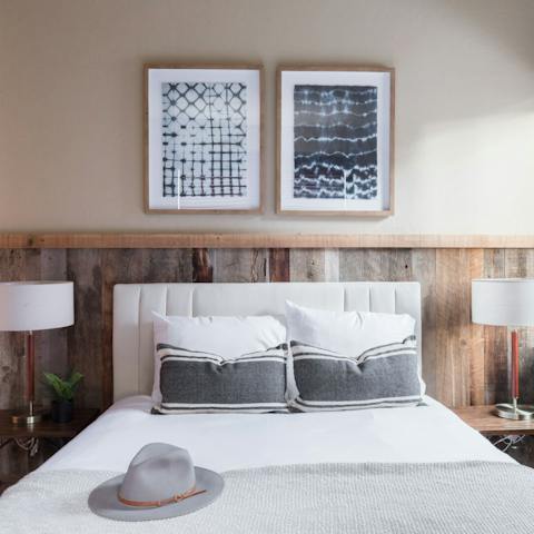 Relax amidst the chic furnishings that blend with the rustic surroundings