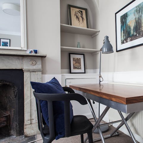 Get some remote work done at the large desk