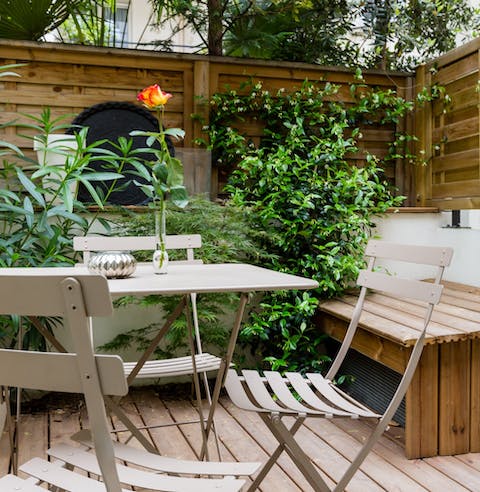 Sip an apéritif out on the private terrace