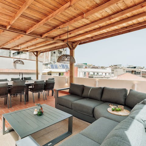 Unwind on the communal terrace with a glass of sangria